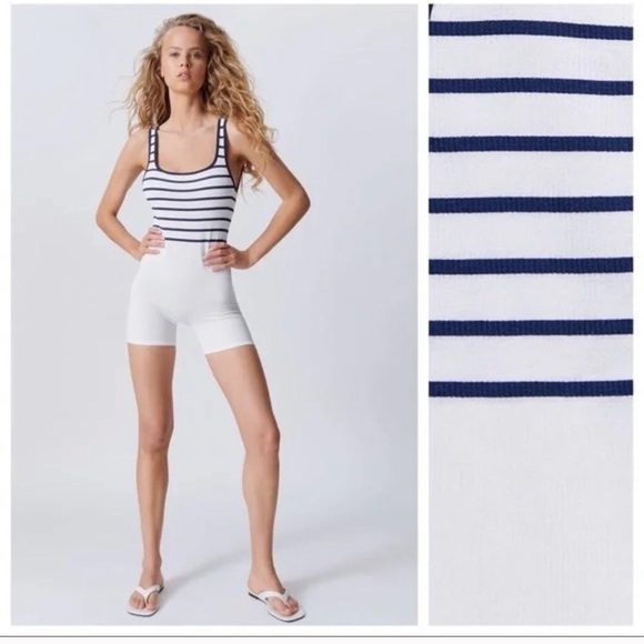Zara Limitless Contour Collection Playsuit Romper White Blue medium large - Picture 3 of 11